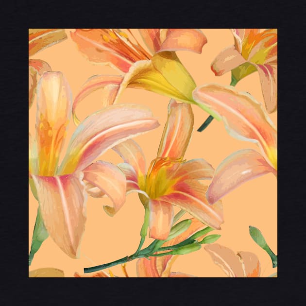 Tiger Lilies on Peach Repeat 5748 by ArtticArlo